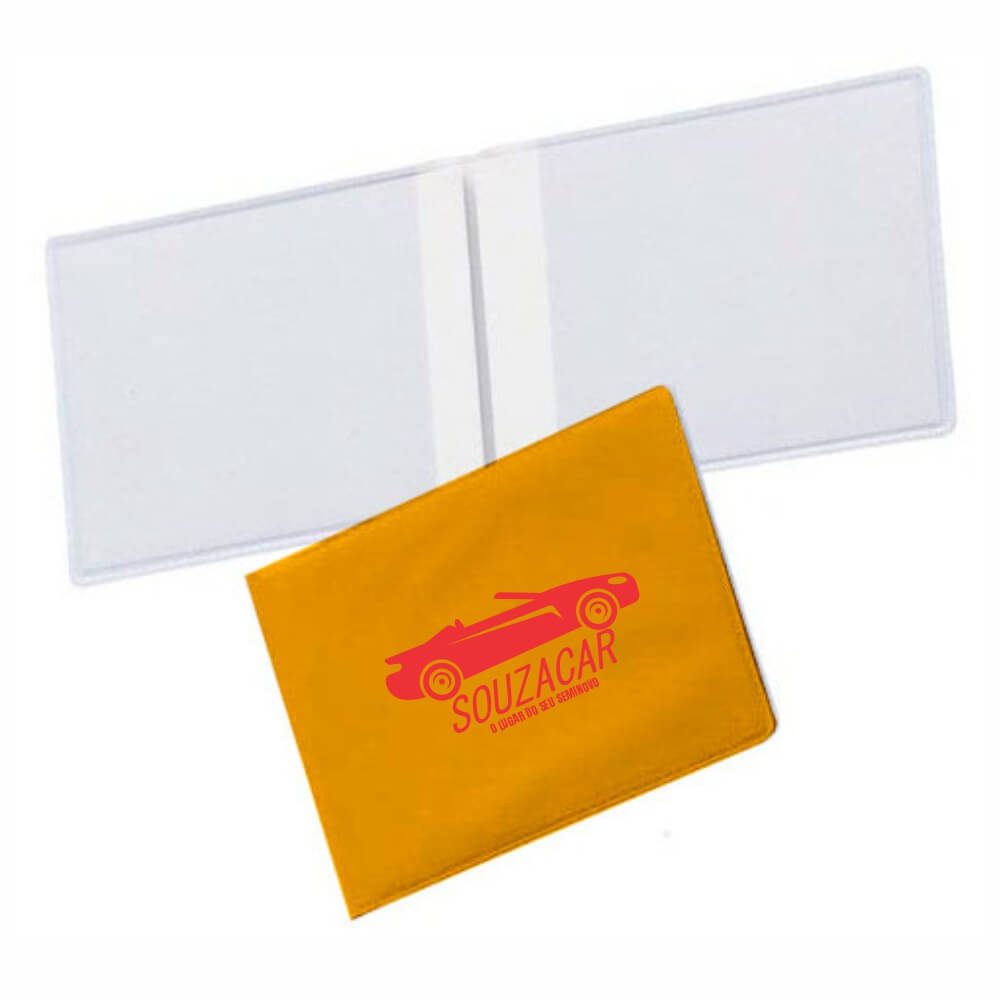 Porta Documentos Duplo Horizontal PVC Flexível 0,2MM Forro em Papelão (Amarelo)