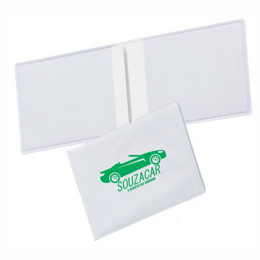 Porta Documentos Duplo Horizontal PVC Flexível 0,2MM Forro em Papelão (Branco)