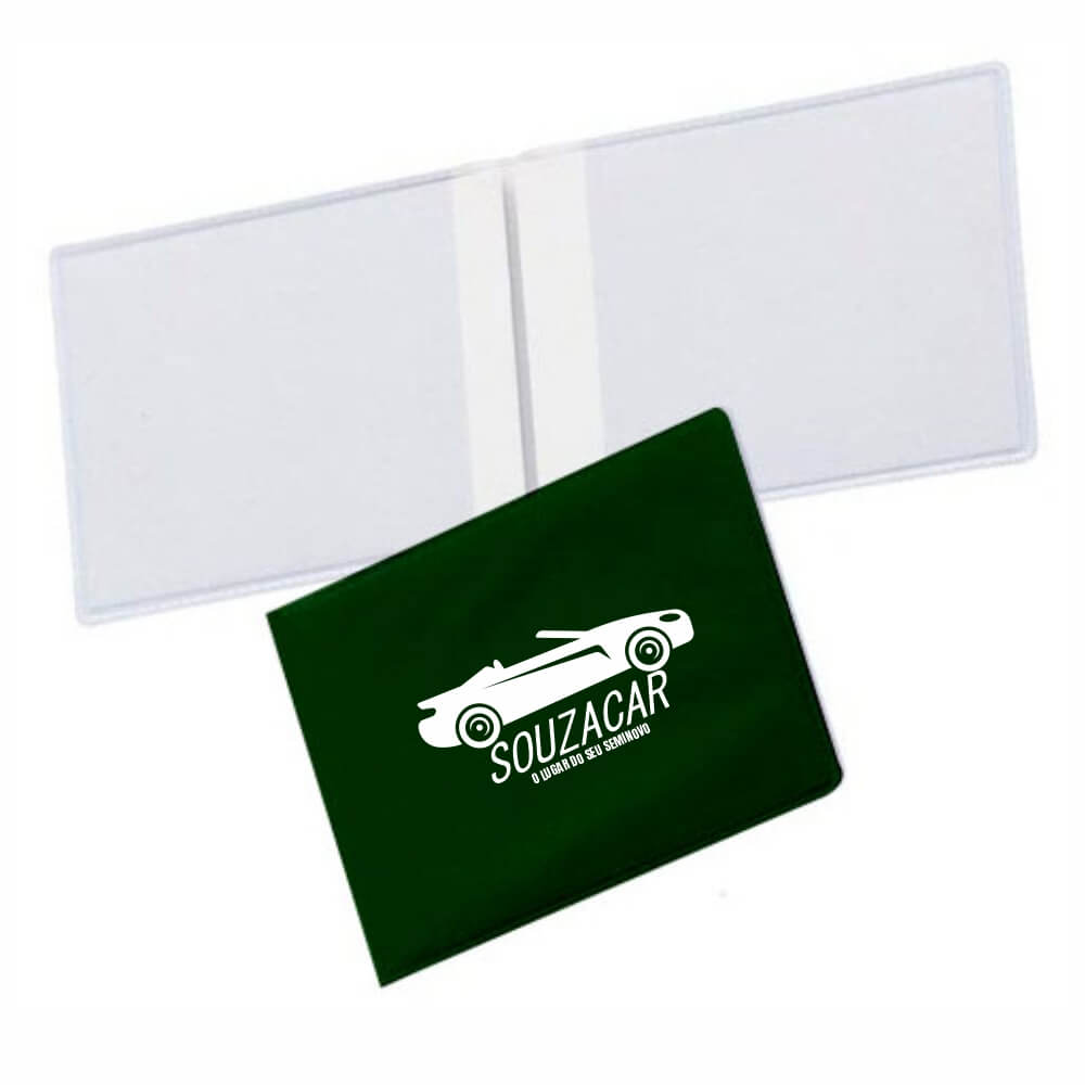 Porta Documentos Duplo Horizontal PVC Flexível 0,2MM Forro em Papelão (Verde)