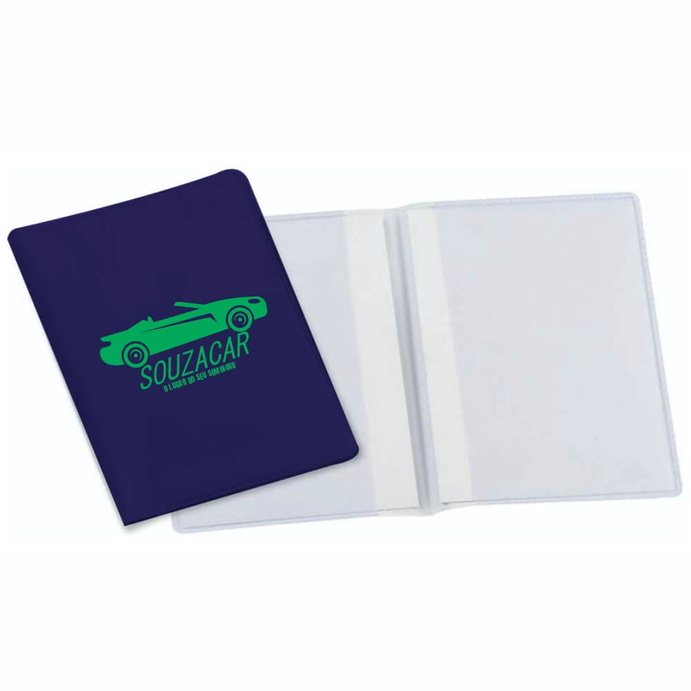 Porta Documentos Duplo Vertical PVC Flexível 0,2MM Forro em Papelão (Azul)