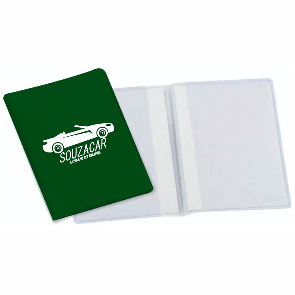 Porta Documentos Duplo Vertical PVC Flexível 0,2MM Forro em Papelão (Verde)