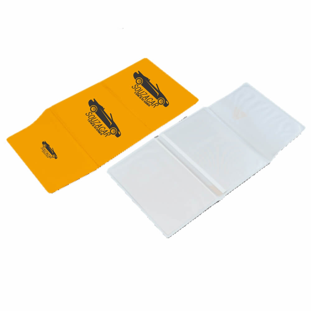 Porta Documentos Triplo PVC Flexível 0,2MM Forro em Papelão (Amarelo)