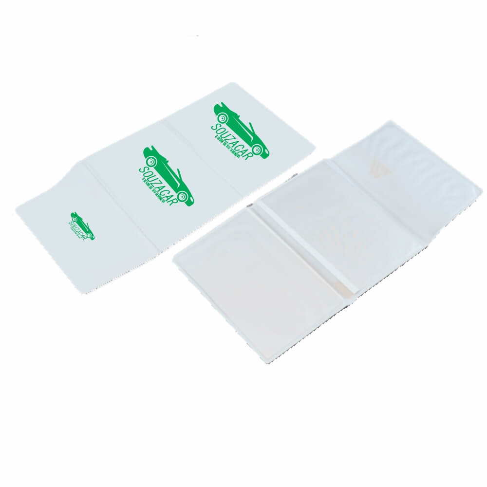 Porta Documentos Triplo PVC Flexível 0,2MM Forro em Papelão (Branco)