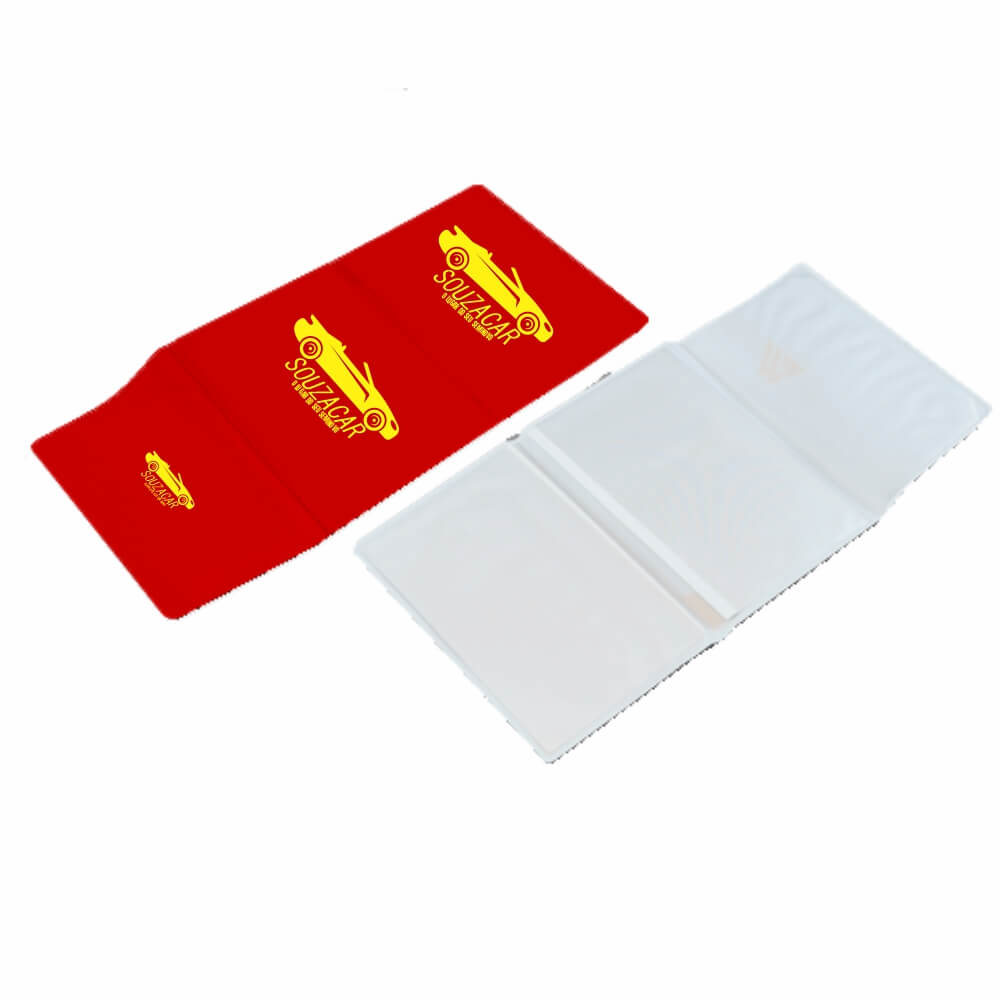 Porta Documentos Triplo PVC Flexível 0,2MM Forro em Papelão (Vermelho)