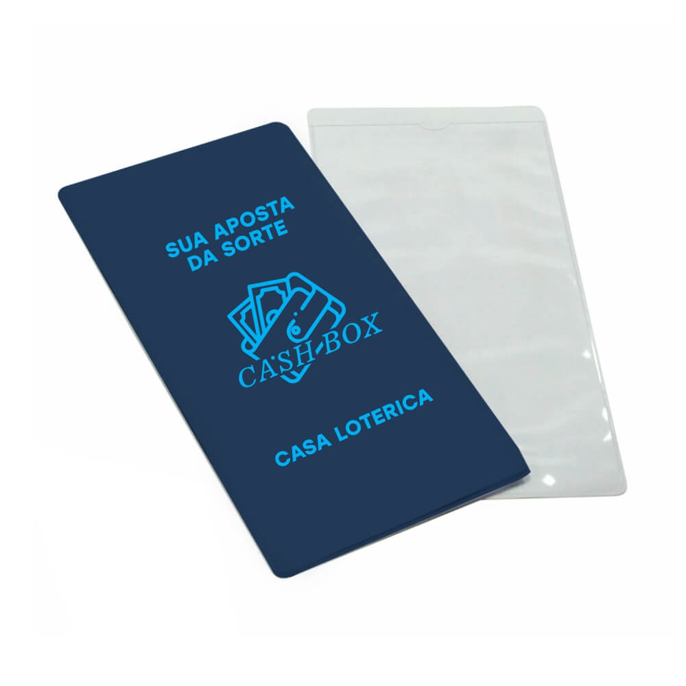 Porta Documentos Volantes De Loteria PVC Flexível 0,2MM Forro em Papelão (Azul)