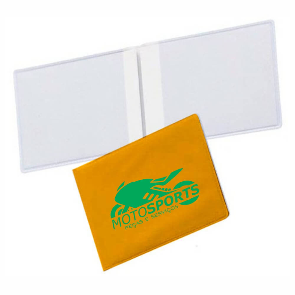 Porta Documentos Duplo Horizontal PVC Flexível 0,2MM Forro em Papelão (Amarelo)