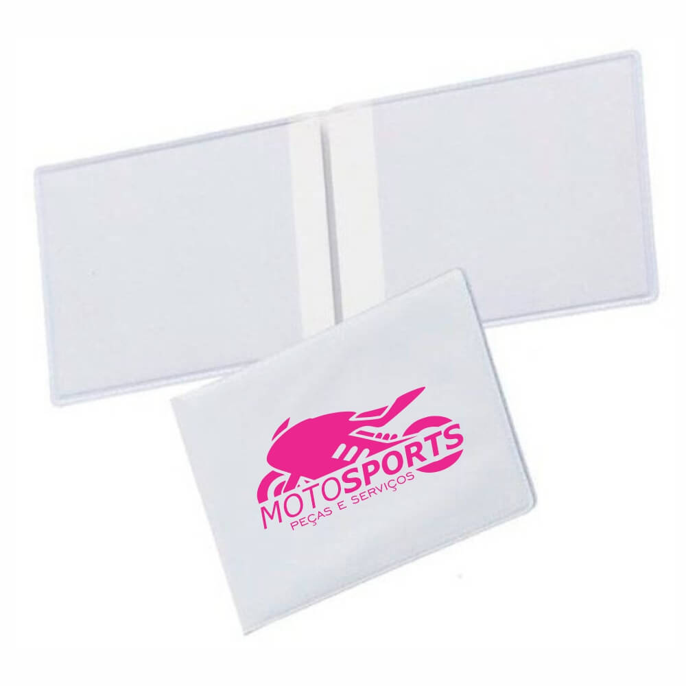 Porta Documentos Duplo Horizontal PVC Flexível 0,2MM Forro em Papelão (Branco)