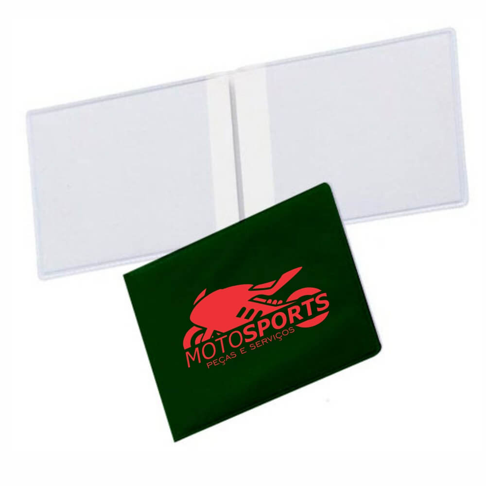 Porta Documentos Duplo Horizontal PVC Flexível 0,2MM Forro em Papelão (Verde)