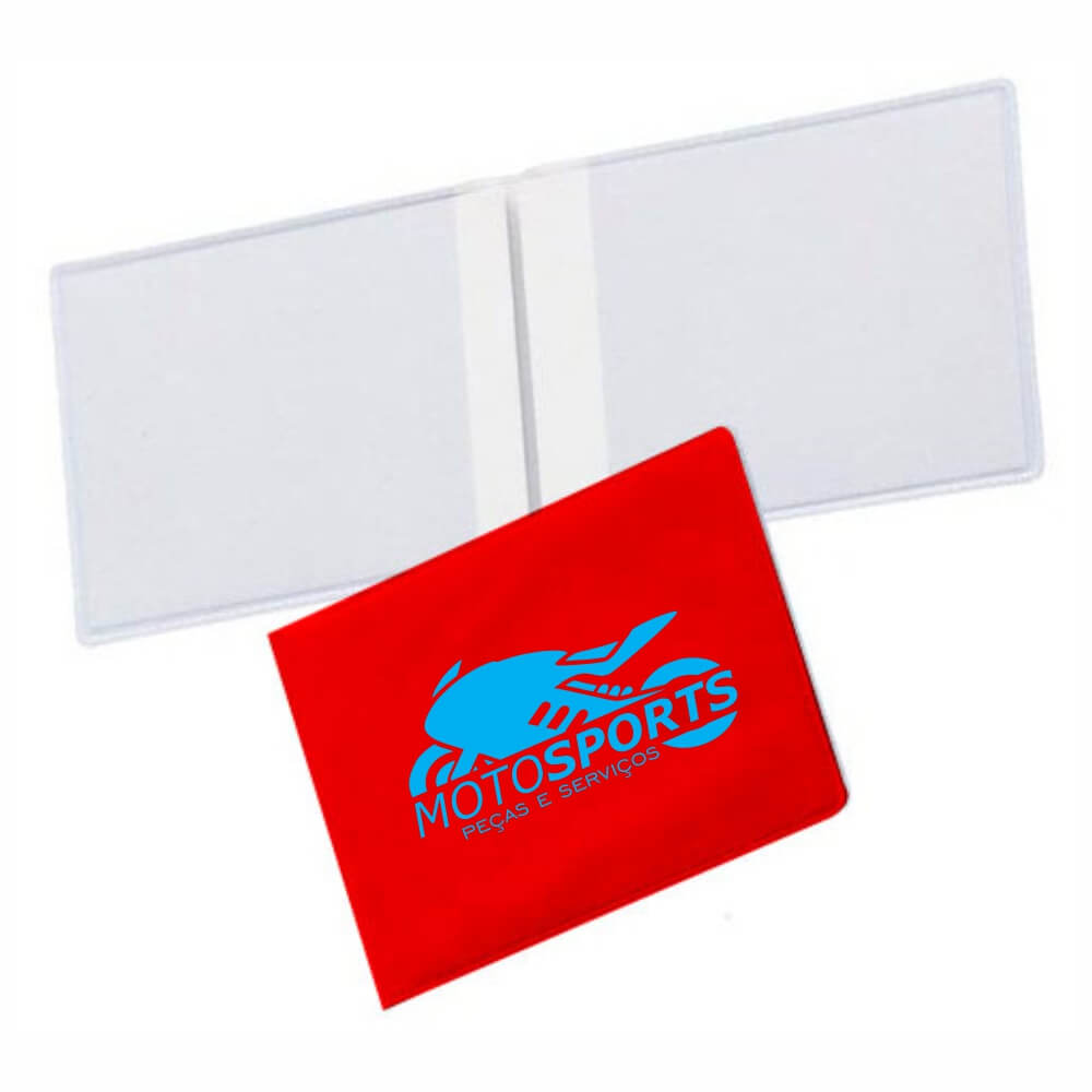 Porta Documentos Duplo Horizontal PVC Flexível 0,2MM Forro em Papelão (Vermelho)