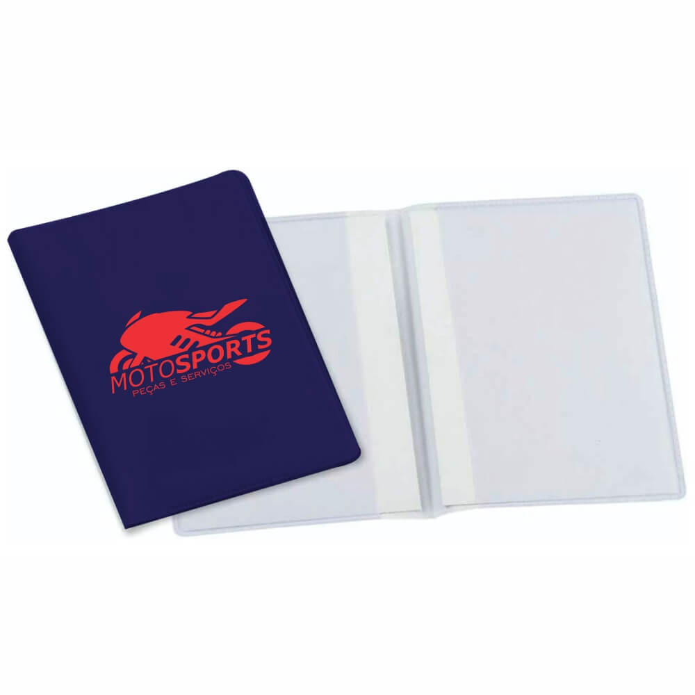 Porta Documentos Duplo Vertical PVC Flexível 0,2MM Forro em Papelão (Azul)