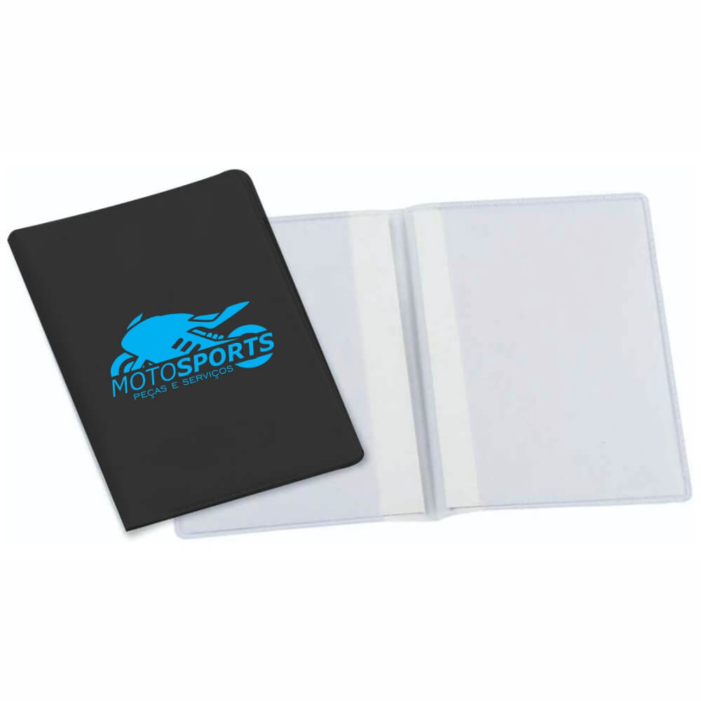 Porta Documentos Duplo Vertical PVC Flexível 0,2MM Forro em Papelão (Preto)