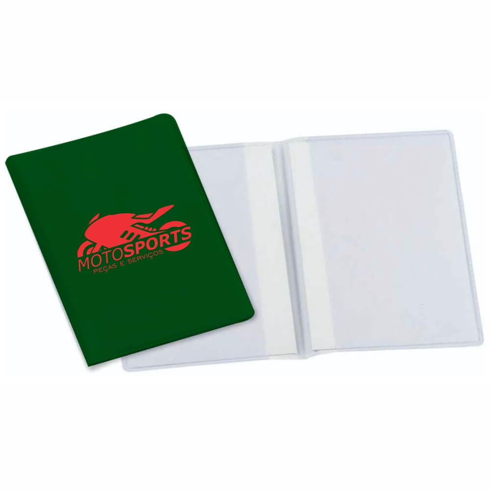 Porta Documentos Duplo Vertical PVC Flexível 0,2MM Forro em Papelão (Verde)