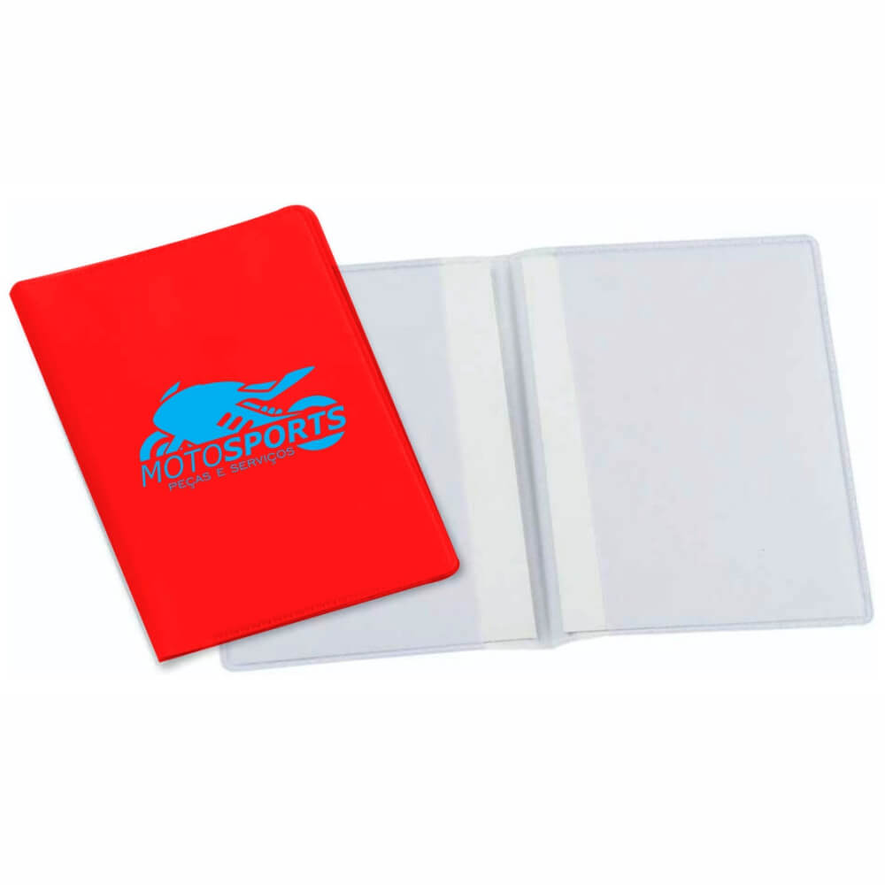Porta Documentos Duplo Vertical PVC Flexível 0,2MM Forro em Papelão (Vermelho)