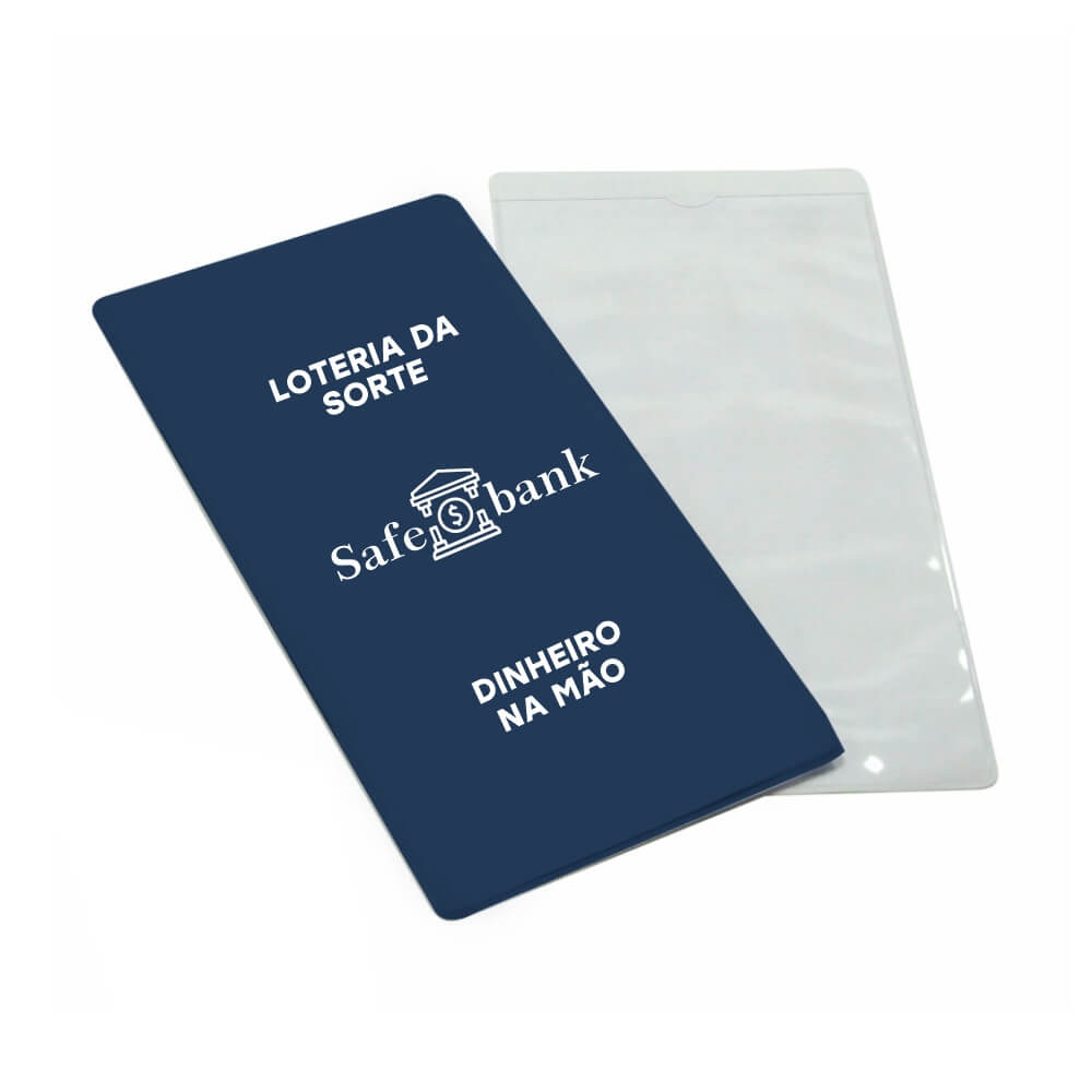 Porta Documentos Volantes De Loteria PVC Flexível 0,2MM Forro em Papelão (Azul)