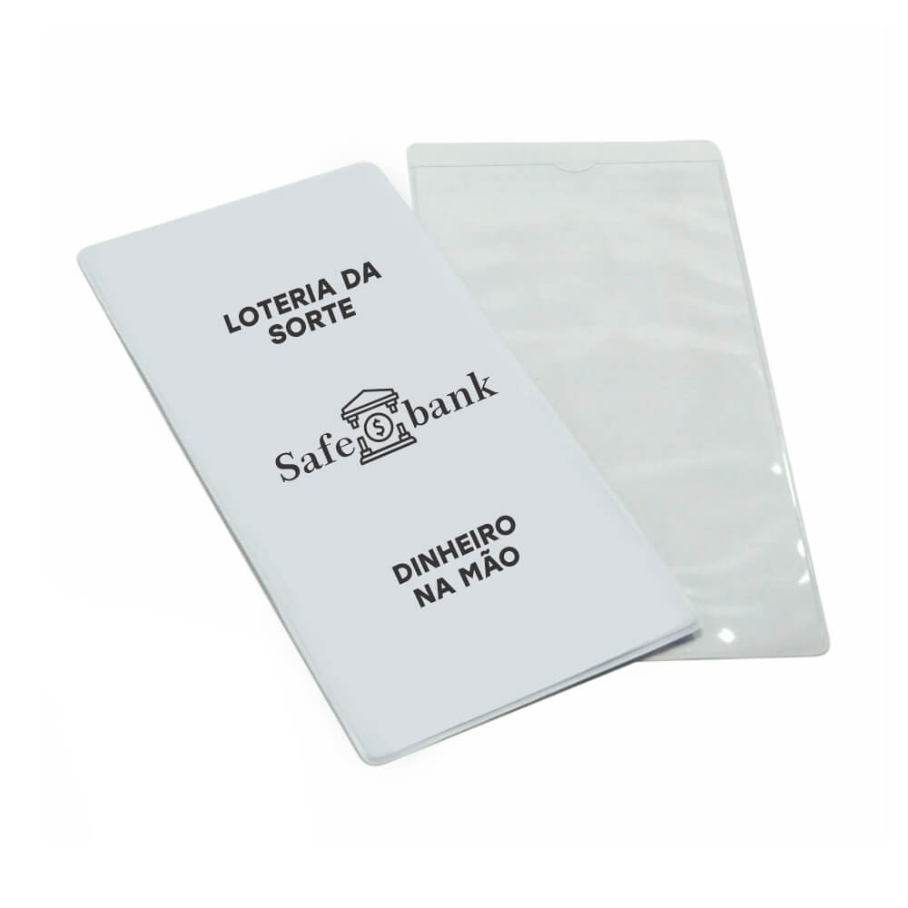 Porta Documentos Volantes De Loteria PVC Flexível 0,2MM Forro em Papelão (Branco)