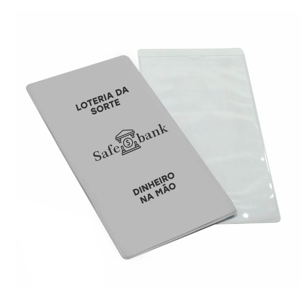 Porta Documentos Volantes De Loteria PVC Flexível 0,2MM Forro em Papelão (Cinza)