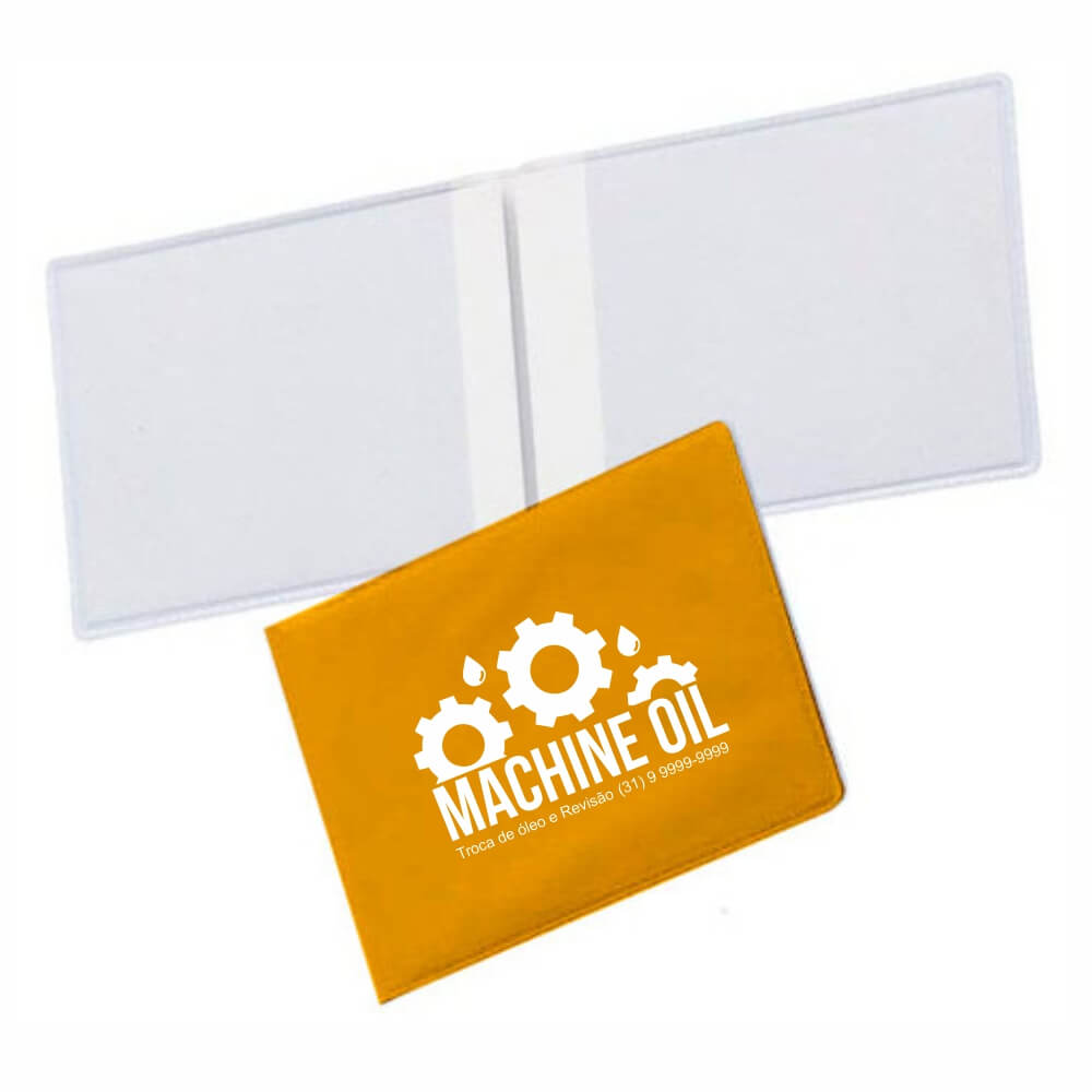 Porta Documentos Duplo Horizontal PVC Flexível 0,2MM Forro em Papelão (Amarelo)