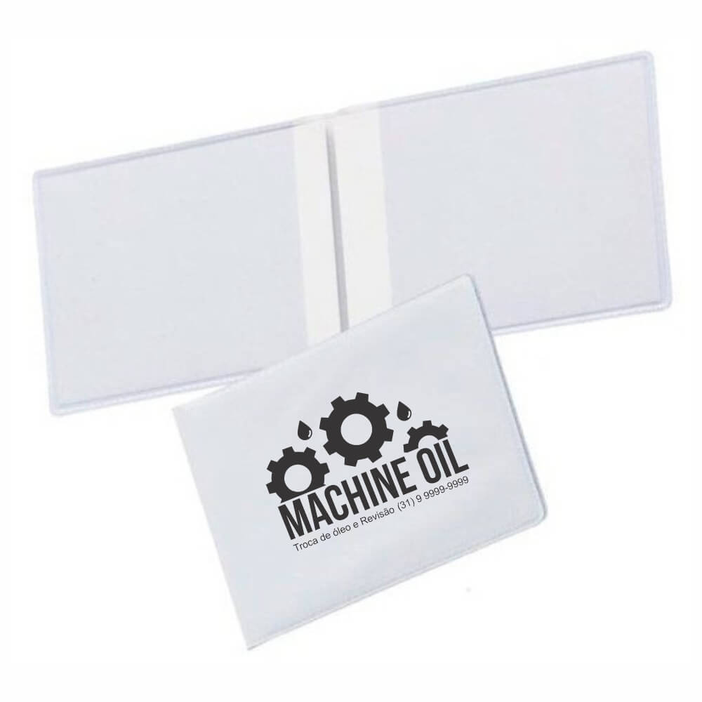Porta Documentos Duplo Horizontal PVC Flexível 0,2MM Forro em Papelão (Branco)