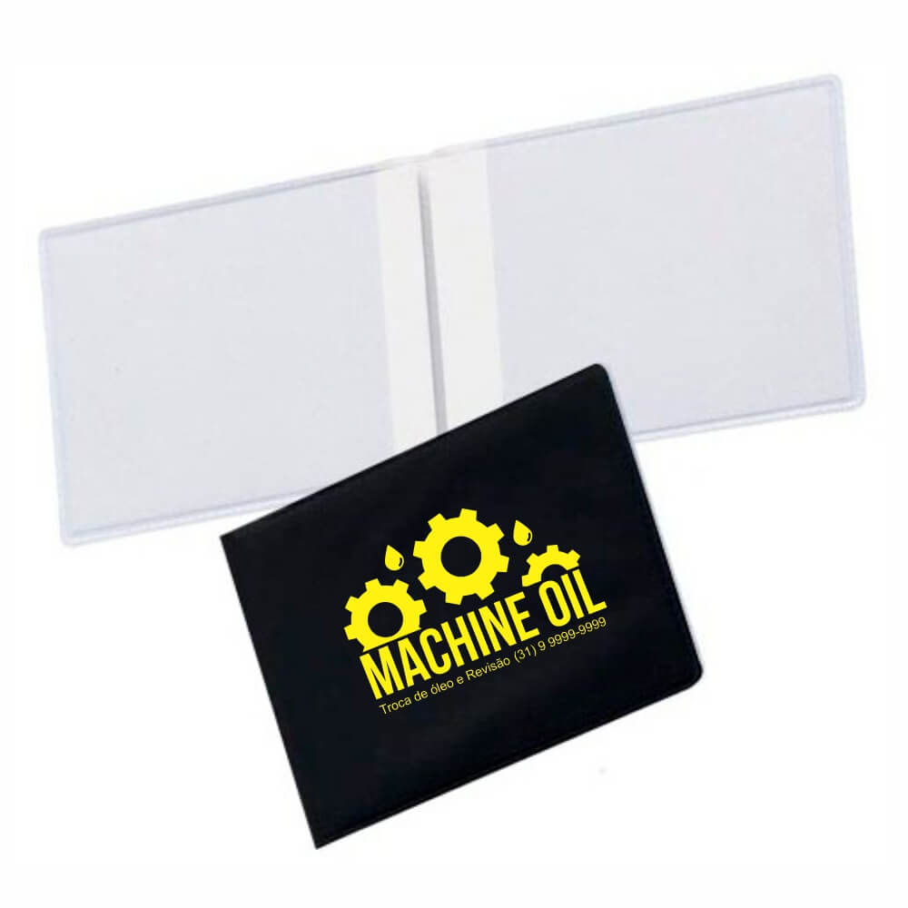 Porta Documentos Duplo Horizontal PVC Flexível 0,2MM Forro em Papelão (Preto)