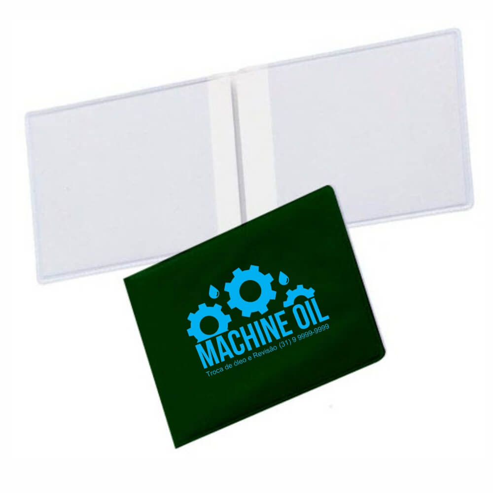 Porta Documentos Duplo Horizontal PVC Flexível 0,2MM Forro em Papelão (Verde)