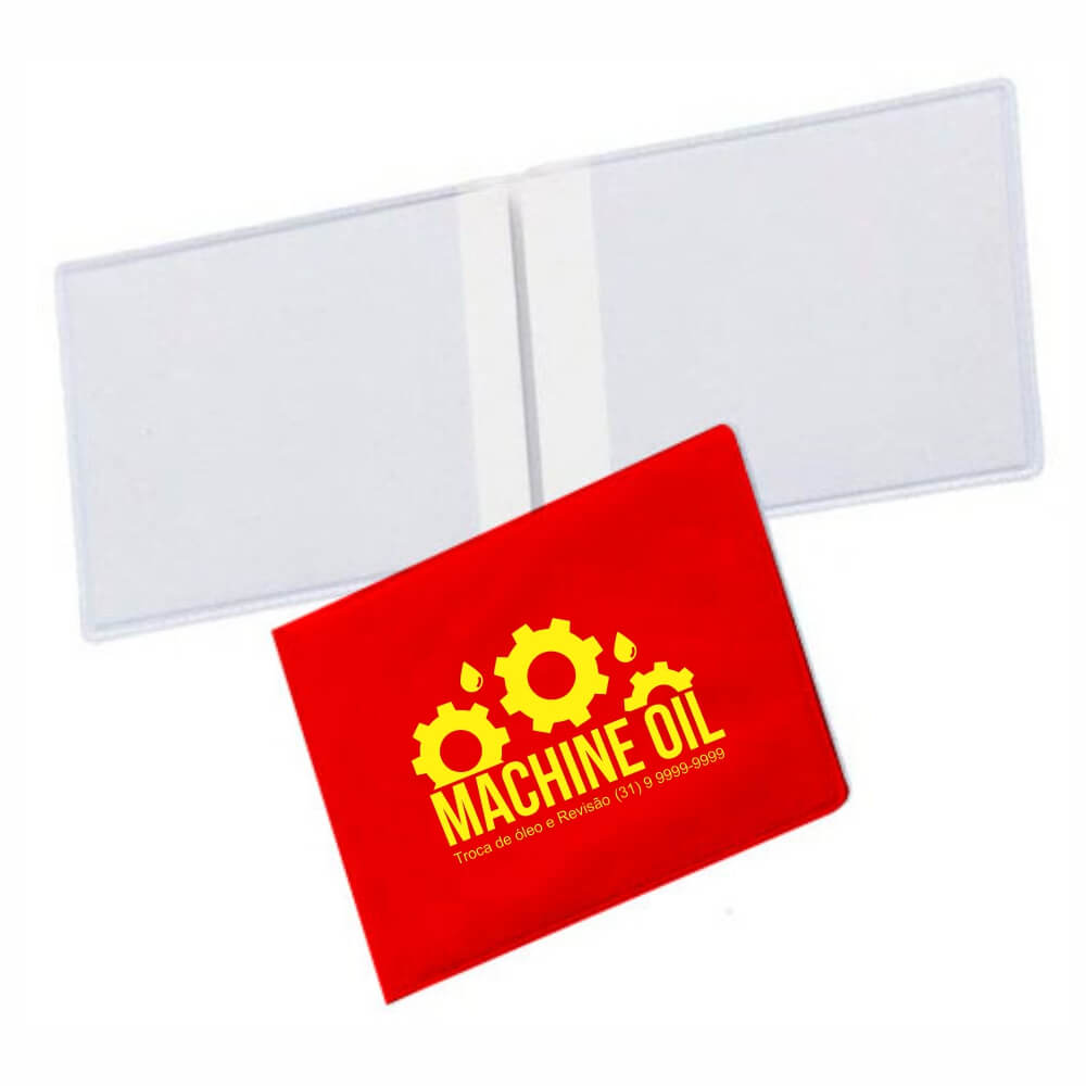 Porta Documentos Duplo Horizontal PVC Flexível 0,2MM Forro em Papelão (Vermelho)