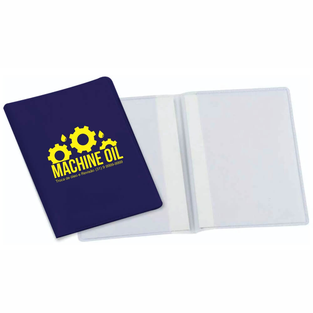 Porta Documentos Duplo Vertical PVC Flexível 0,2MM Forro em Papelão (Azul)