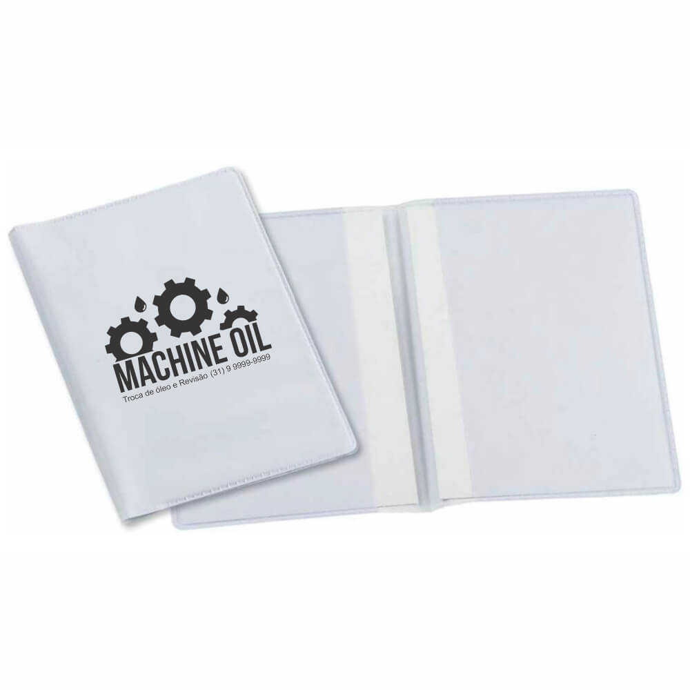 Porta Documentos Duplo Vertical PVC Flexível 0,2MM Forro em Papelão (Branco)