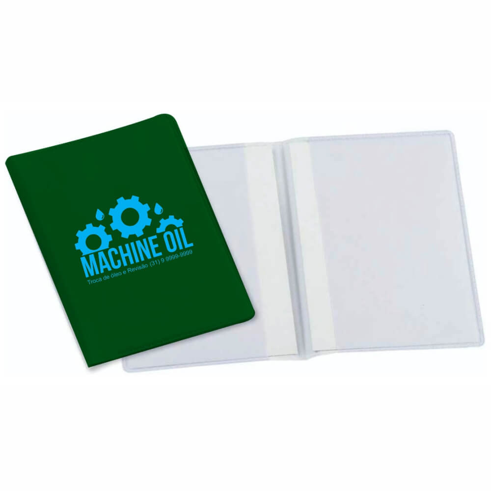 Porta Documentos Duplo Vertical PVC Flexível 0,2MM Forro em Papelão (Verde)