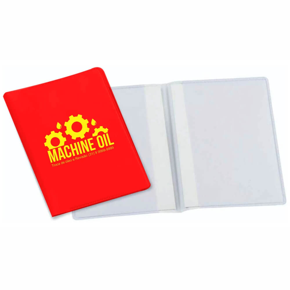 Porta Documentos Duplo Vertical PVC Flexível 0,2MM Forro em Papelão (Vermelho)