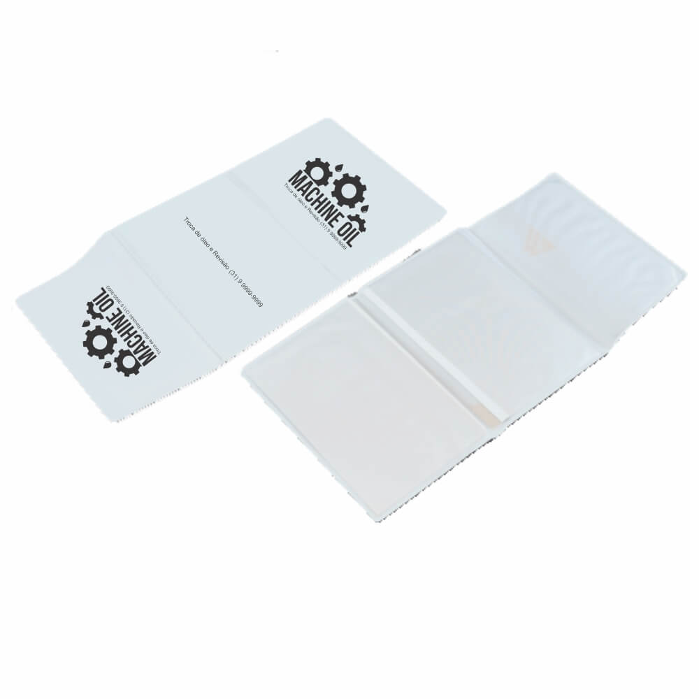 Porta Documentos Triplo PVC Flexível 0,2MM Forro em Papelão (Branco)