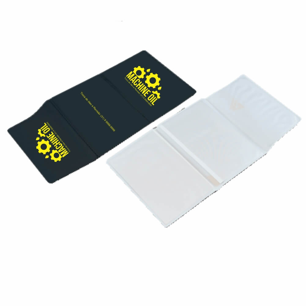 Porta Documentos Triplo PVC Flexível 0,2MM Forro em Papelão (Preto)
