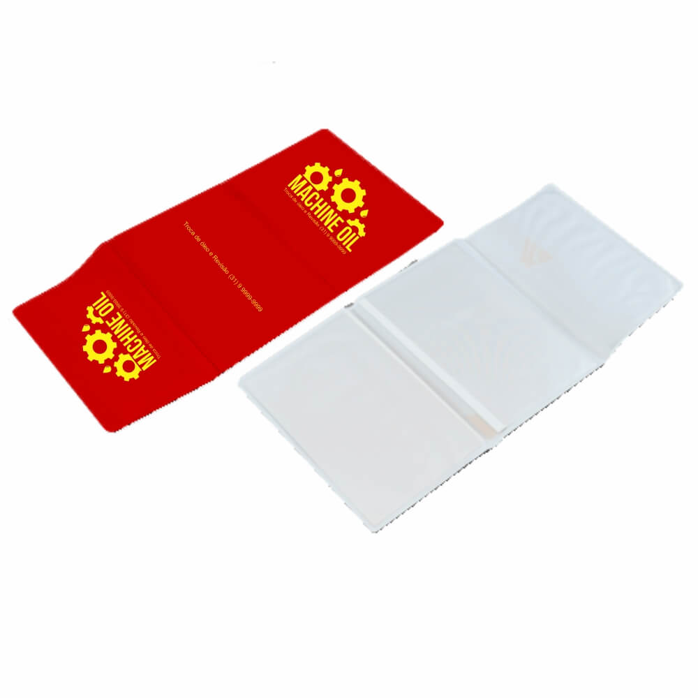 Porta Documentos Triplo PVC Flexível 0,2MM Forro em Papelão (Vermelho)