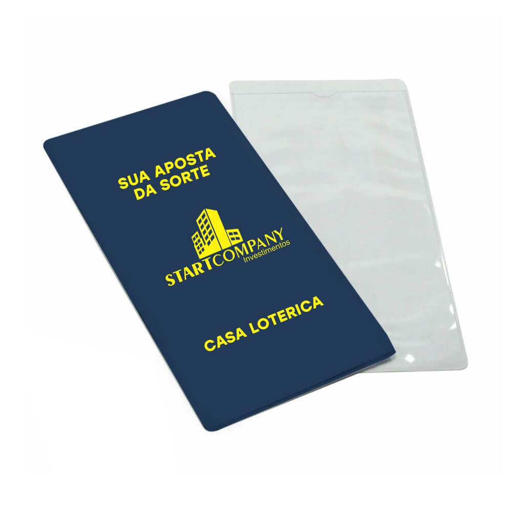Porta Documentos Volantes De Loteria PVC Flexível 0,2MM Forro em Papelão (Azul)