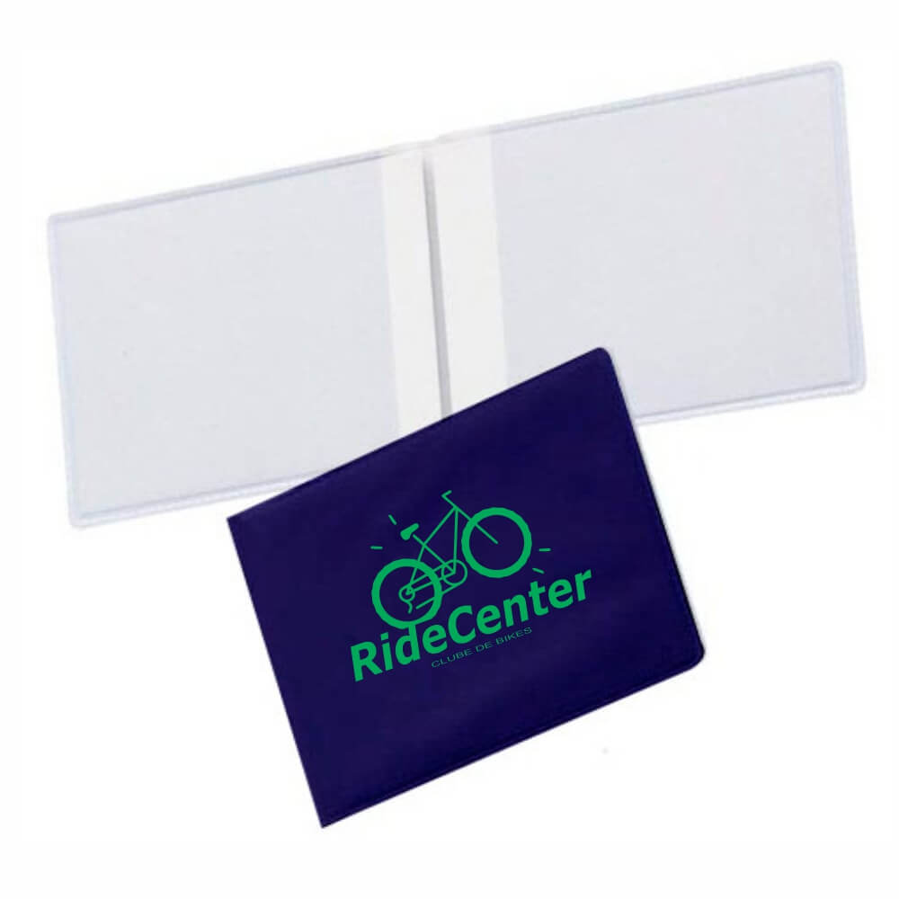 Porta Documentos Duplo Horizontal PVC Flexível 0,2MM Forro em Papelão (Azul)