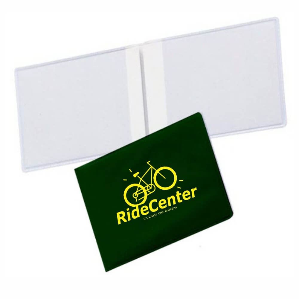 Porta Documentos Duplo Horizontal PVC Flexível 0,2MM Forro em Papelão (Verde)