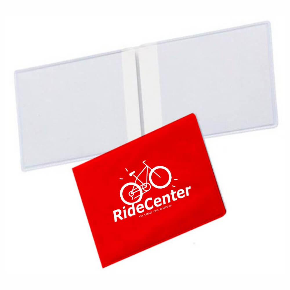 Porta Documentos Duplo Horizontal PVC Flexível 0,2MM Forro em Papelão (Vermelho)