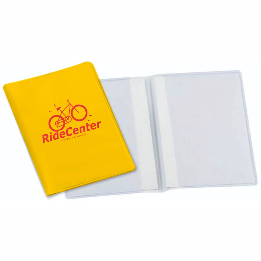 Porta Documentos Duplo Vertical PVC Flexível 0,2MM Forro em Papelão (Amarelo)