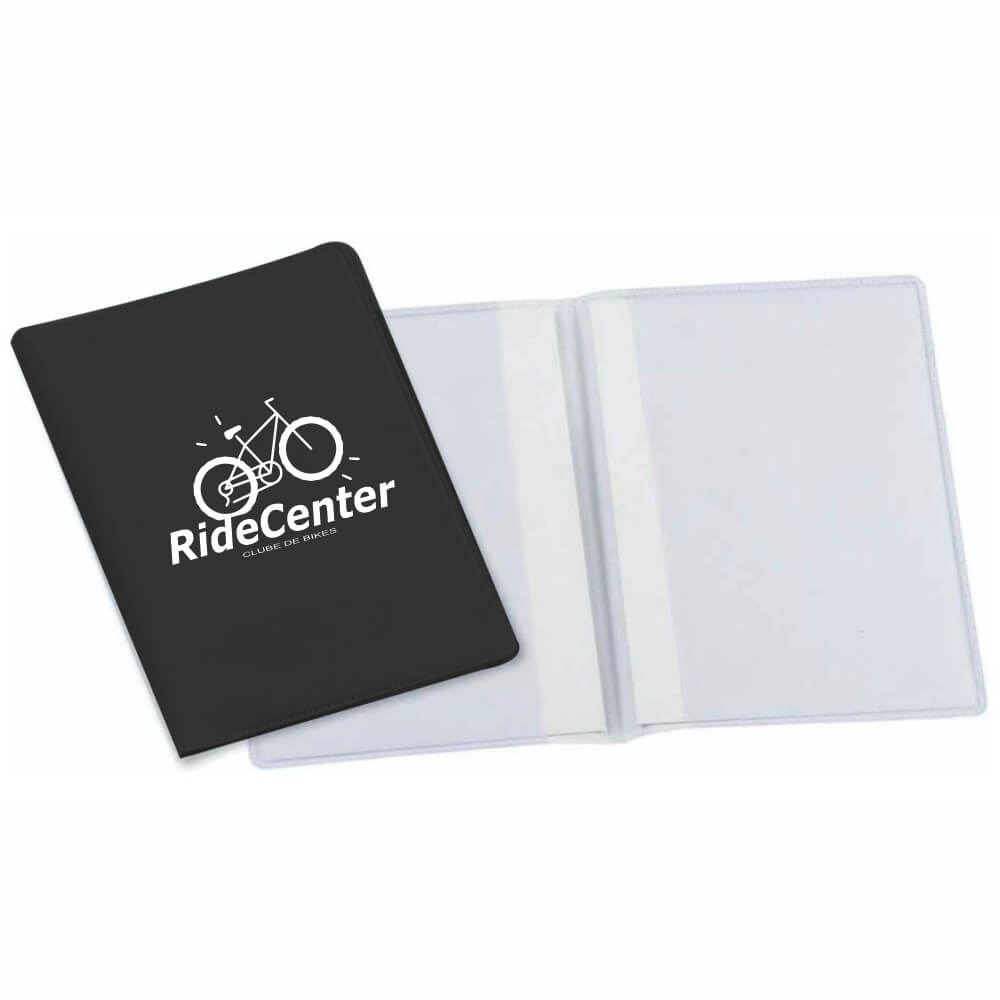 Porta Documentos Duplo Vertical PVC Flexível 0,2MM Forro em Papelão (Preto)