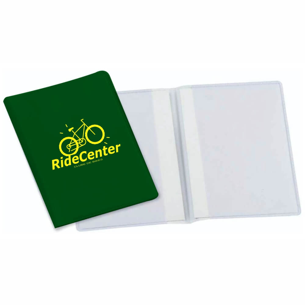 Porta Documentos Duplo Vertical PVC Flexível 0,2MM Forro em Papelão (Verde)