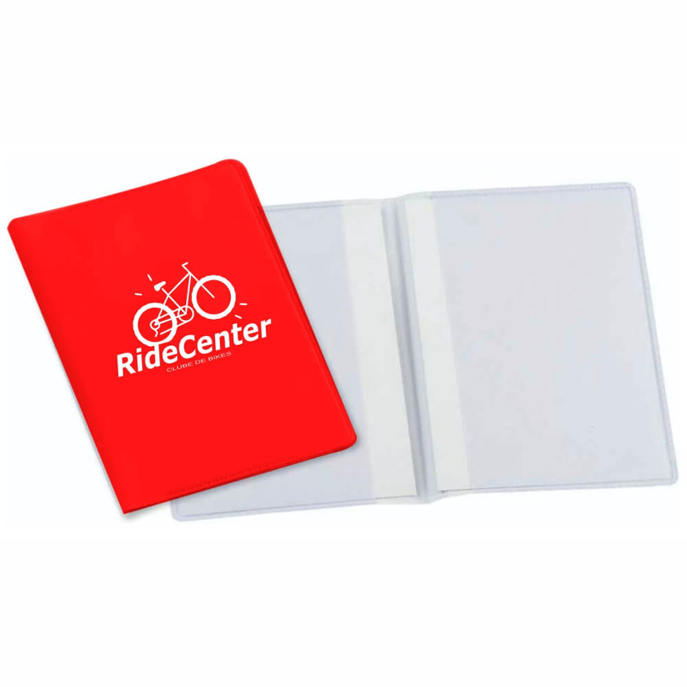 Porta Documentos Duplo Vertical PVC Flexível 0,2MM Forro em Papelão (Vermelho)