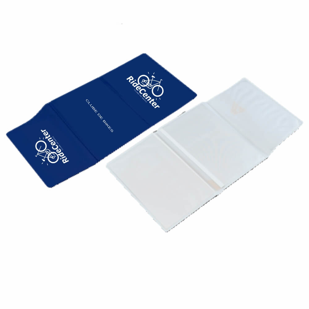 Porta Documentos Triplo PVC Flexível 0,2MM Forro em Papelão (Azul)