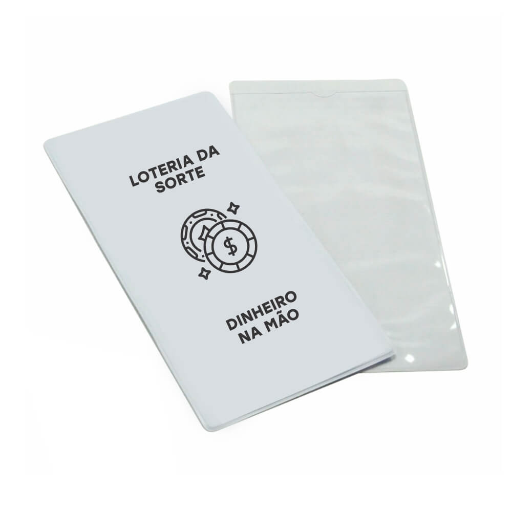 Porta Documentos Volantes De Loteria PVC Flexível 0,2MM Forro em Papelão (Branco)