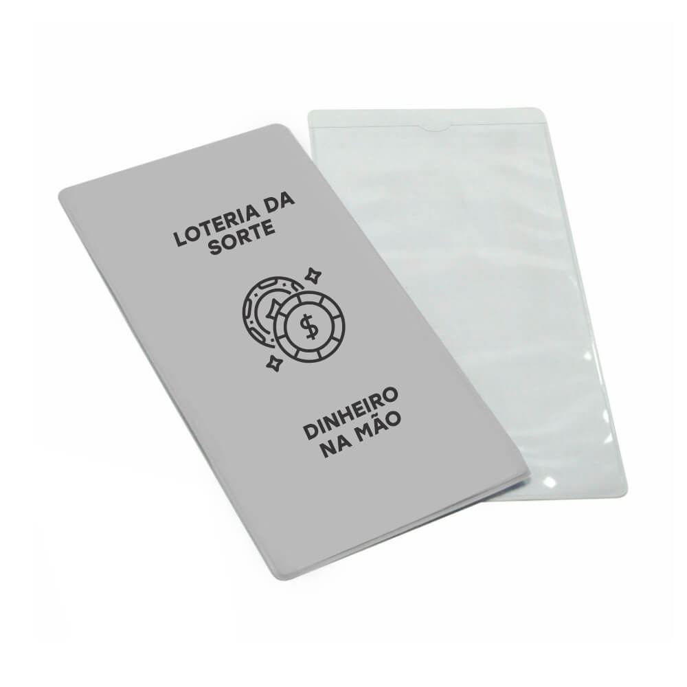 Porta Documentos Volantes De Loteria PVC Flexível 0,2MM Forro em Papelão (Cinza)