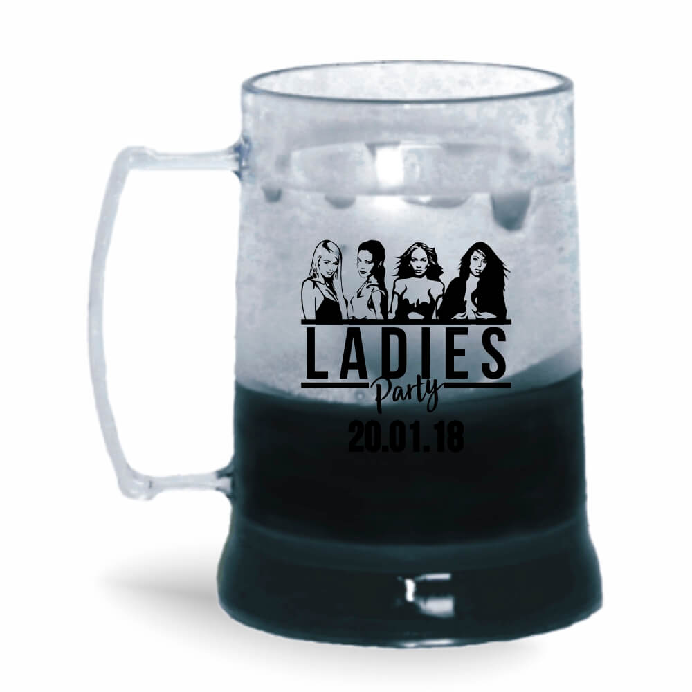 Canecas Plásticas de Cristal Com Gel Preto