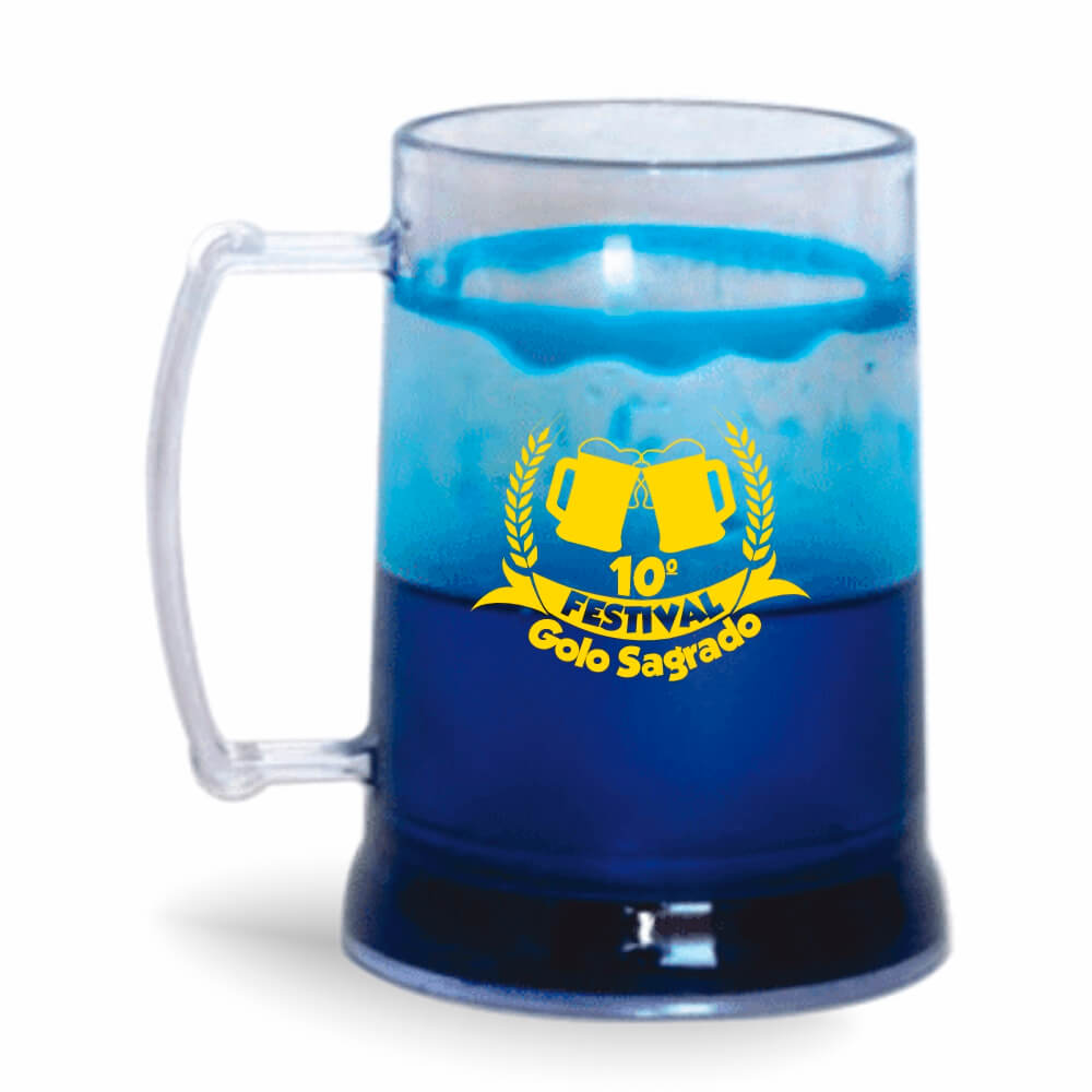 Canecas Plásticas de Cristal Com Gel Azul