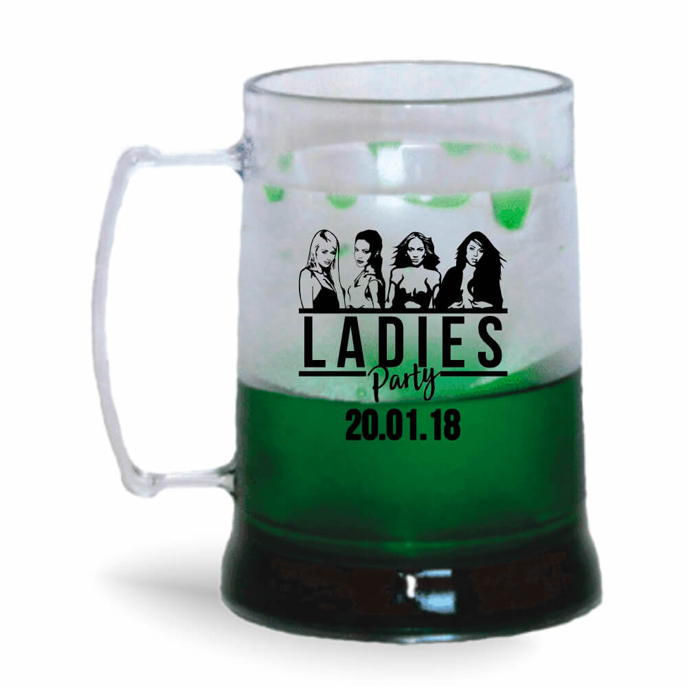 Canecas Plásticas de Cristal Com Gel Verde