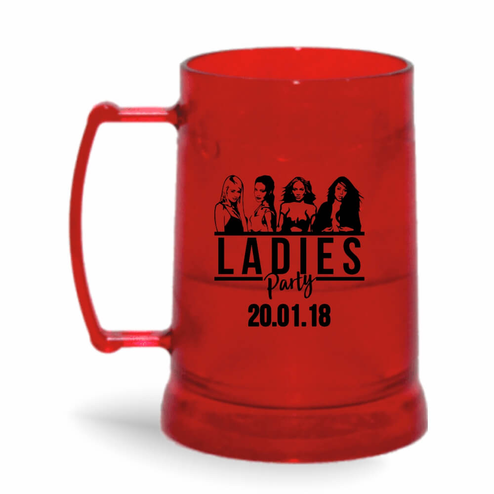 Canecas Plásticas Transparente colorida Vermelha e Incolor