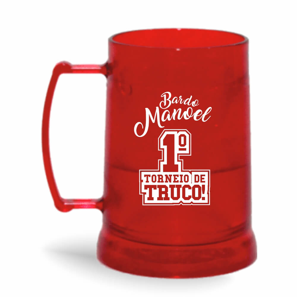 Canecas Plásticas Transparente colorida Vermelha e Incolor