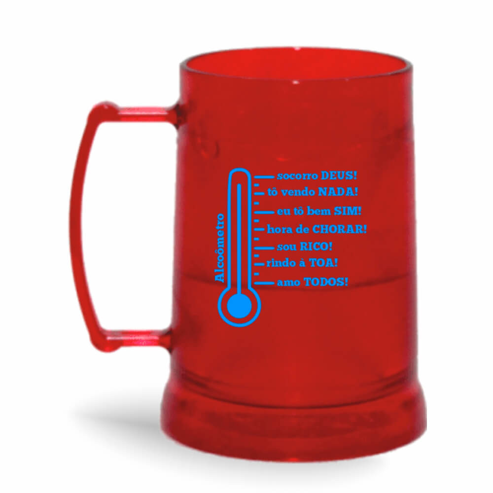 Canecas Plásticas Transparente colorida Vermelha e Incolor