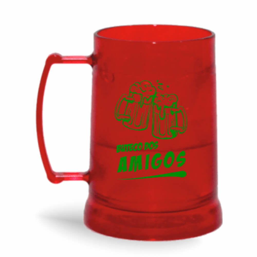 Canecas Plásticas Transparente colorida Vermelha e Incolor